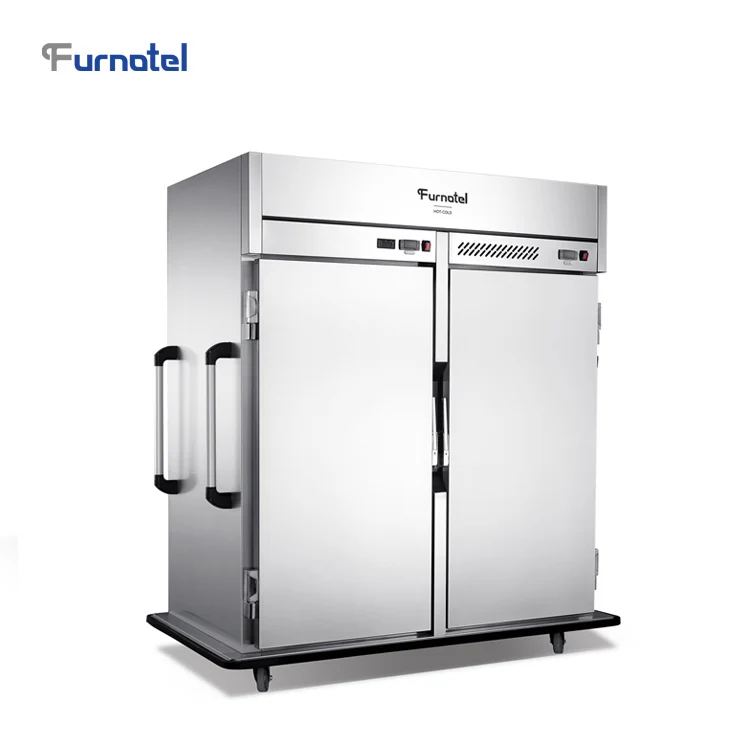 Double Temperature Hot and Cold Mobile Food Warmer Holding Cabinet Food Trolley for School and Hospital