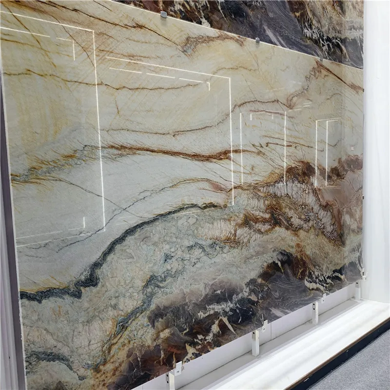 product rainbow impression quartzite slab book match wall marble-5