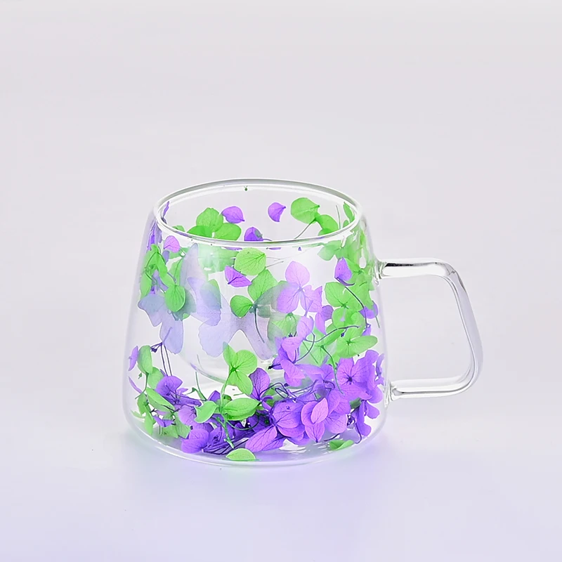 Assorted Colors Colorful Leaves Flowers Coffee Cups with and Without Handle Type 250ml 350ml on Sale Milk Mug