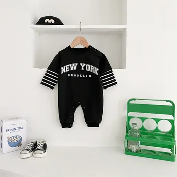 Spring NEW trend baby hoodie model American letters NEW YORK men and women Bao ha clothing jumpsuit crawling suit