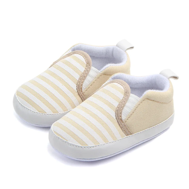 Cheap Hot Baby Boys Stripe Canvas First Walkers Baby Moccasins Soft Bottom Bebe Anti-slip Walking Shoes supplier