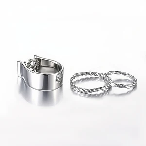 Muxcor Silver Plated Copper Alloy Three-piece Set Jewelry for Girls Fine Jewelry Fancy Jewellery for Ladies Tarnish Free Rings