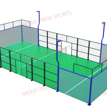 High Quality Panoramic Tennis Court without Bottom Beam Steel Tube Customized Color Padel Tennis Court