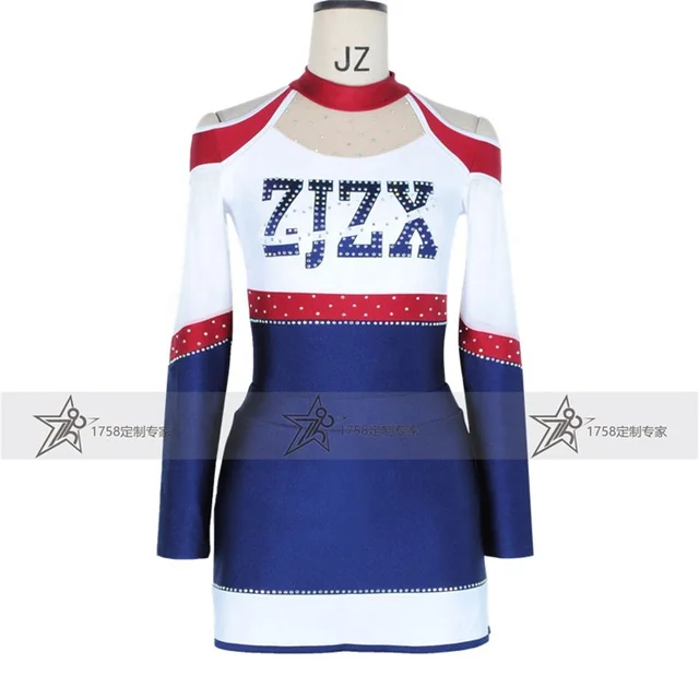 1758 Wholesale Customized A-LINE Skirt Cheerleading Uniforms Comfortable School Diamond Design Sequin Technique Made Spandex