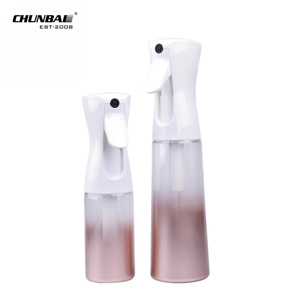 100ml 200ml Hebei Colorful Gradient Ramp Rose Gold Blue Plastic Fine Mist Spray Plastic Bottle Trigger Continuous Spray Logo