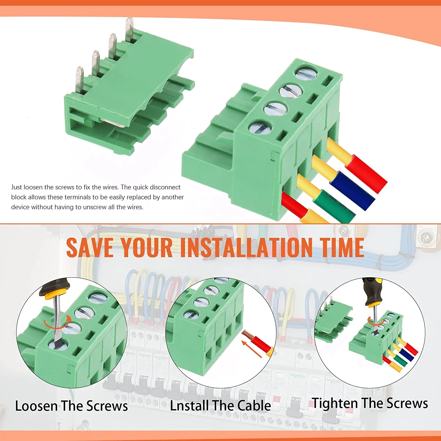 508mm Pitch Terminal Block 4pin Right Angle Vertical Plug In Male Female 508 Pluggable 