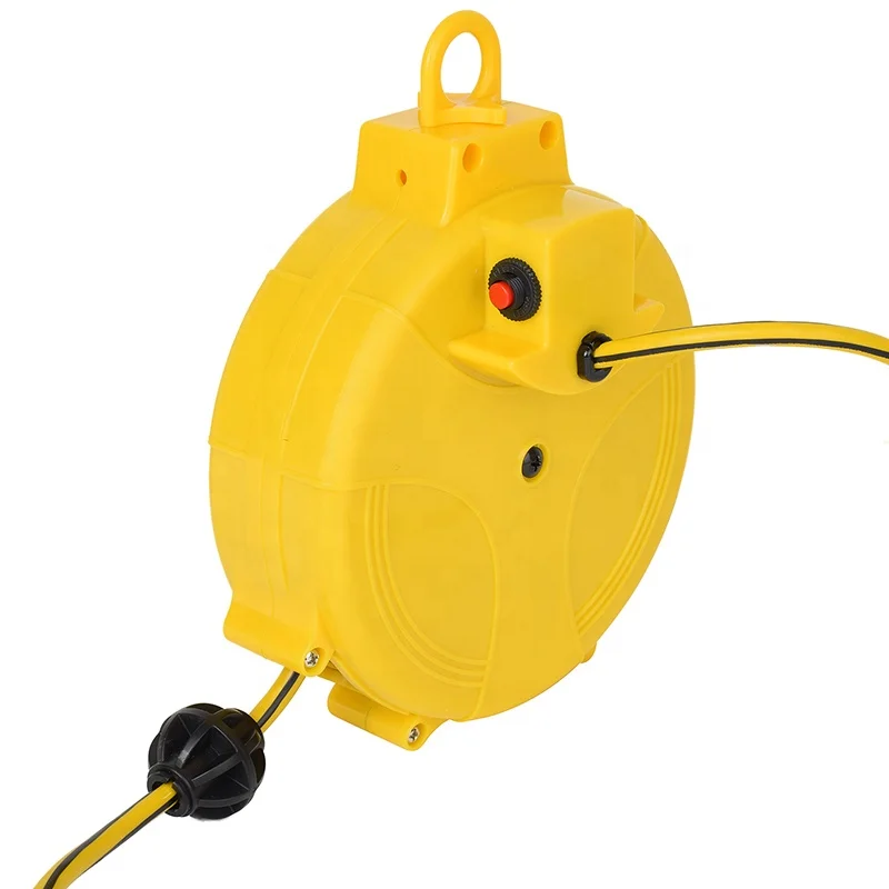 AC Power Cord 20, FT Retractable Extension Cord Reel with Multi-Plug Extension Retracting Extension Cord Wheel