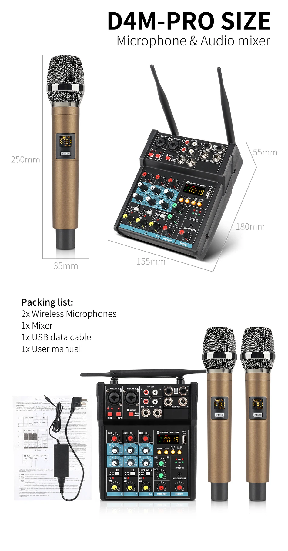D4M-PRO High Quality Wholesale 60W Public Address Power Amplifier Audio Mixer