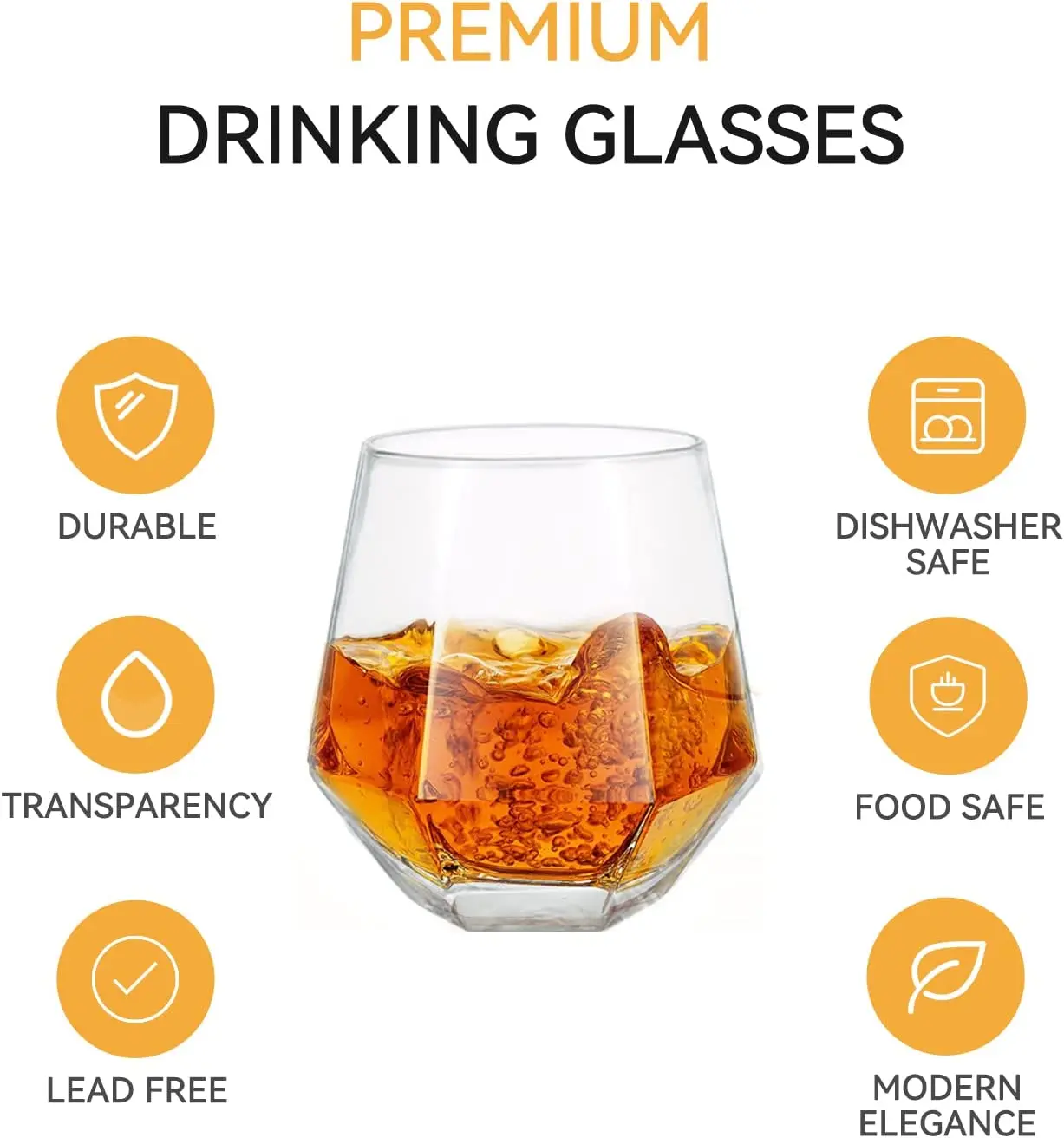 Diamond Stemless 10oz Colorful Iridescent Rainbow Glassware Wine Whiskey Champagne Cocktail