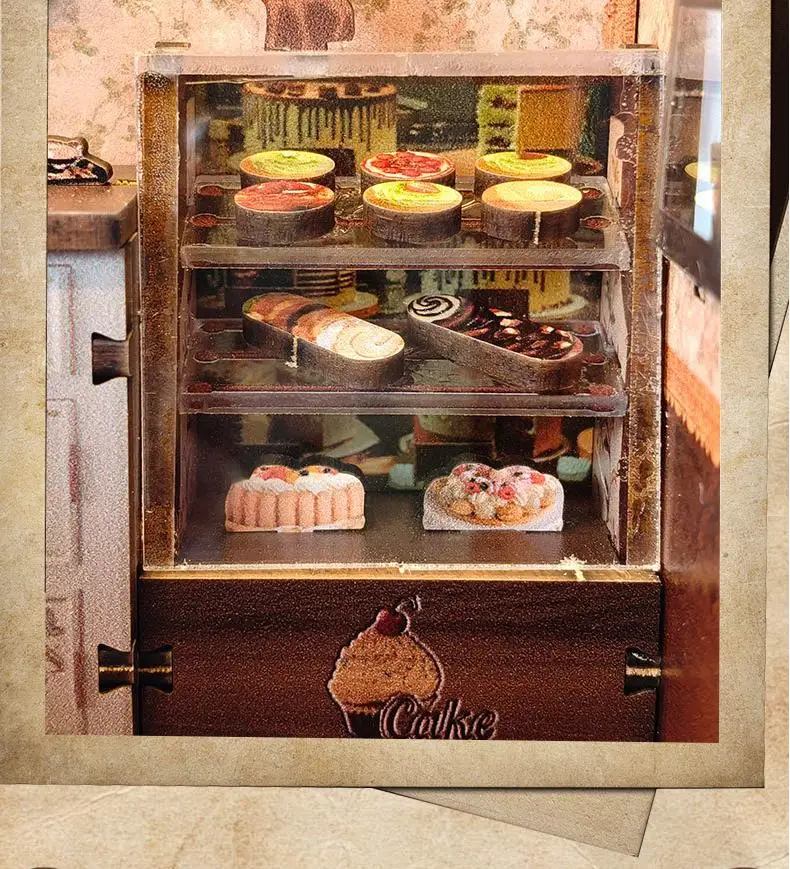 product coffee house doll houses 3d wooden puzzle ce certified eco friendly miniature architecture book nook-6