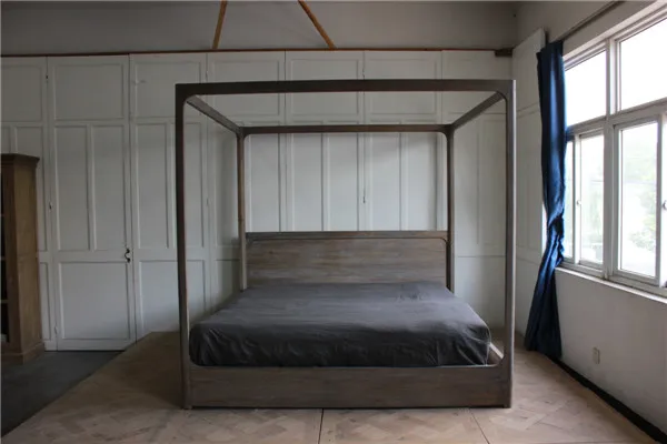 Деревянные тканевые кровати королевского размера с постером