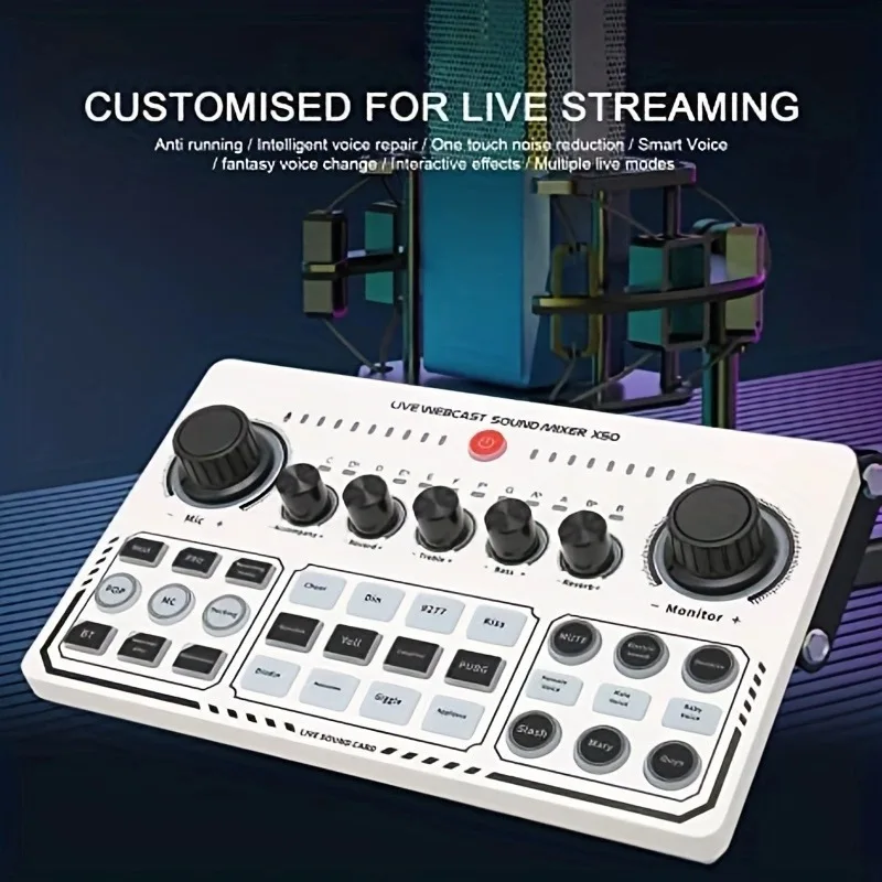 Oem wholesale External Audio Mixer Live Sound Card Mobile Phone Voice Changer Karaoke Broadcast Recording Home KTV