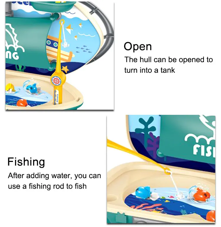 New Design 3 In 1 Musical Fishing Boat Play Set Fishing Game Fish Toys