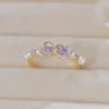 Purple Tipsy Pearl Adjustable Ring