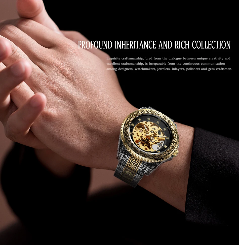 Forsining Gold Skeleton Automatic Men's Watch