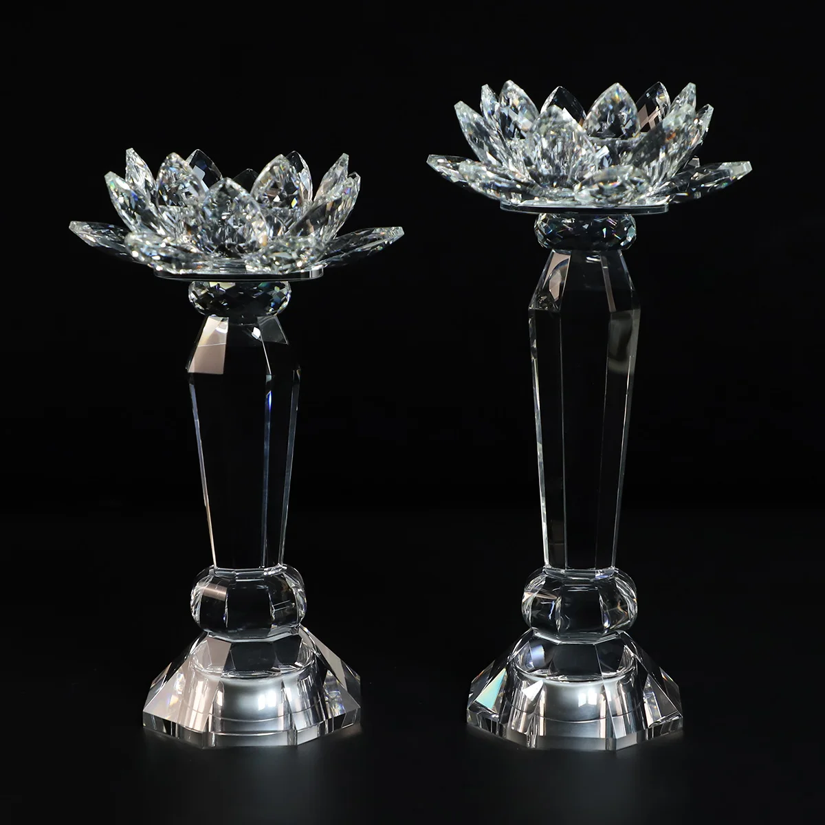 Hot sell elegant lotus candle holder crystal for home decoration party gift anniversary