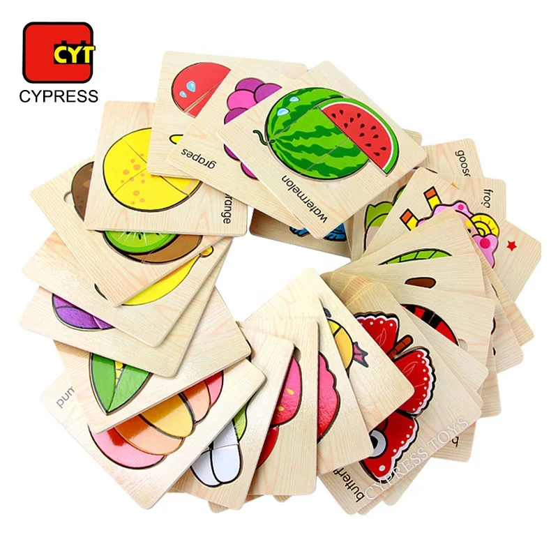 Дешевые деревянные пазлы для детей Деревянные игрушки из фруктов Детские развивающие игрушки