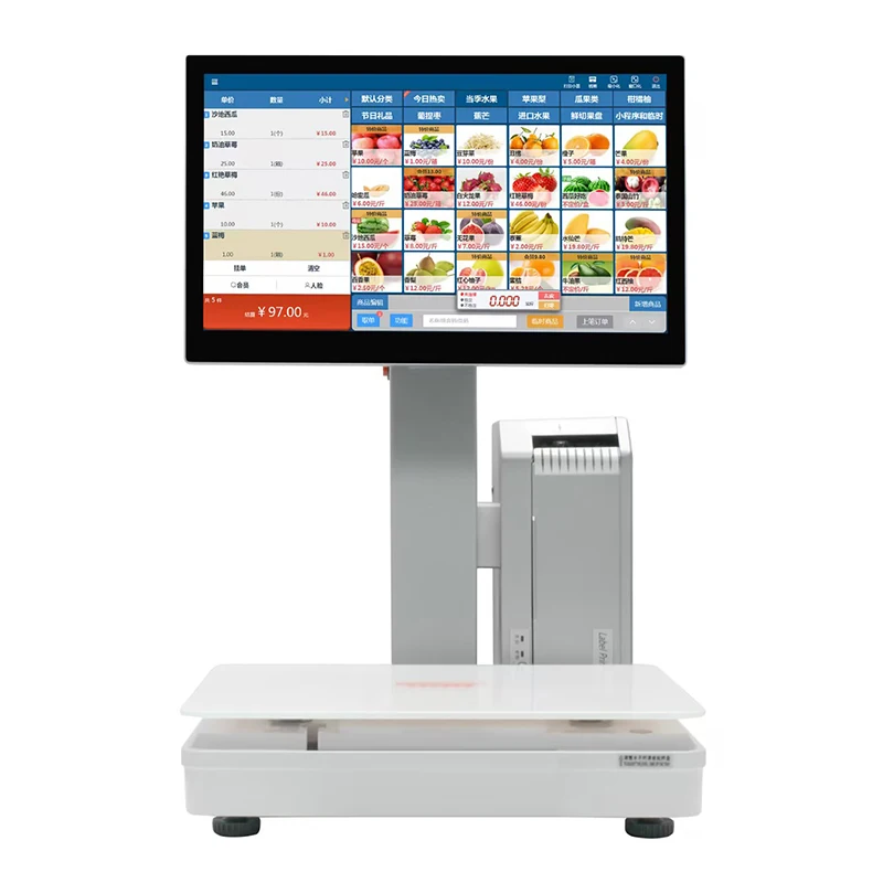 Pantalla táctil Tienda automatizada Caja registradora Escala de etiquetas AI