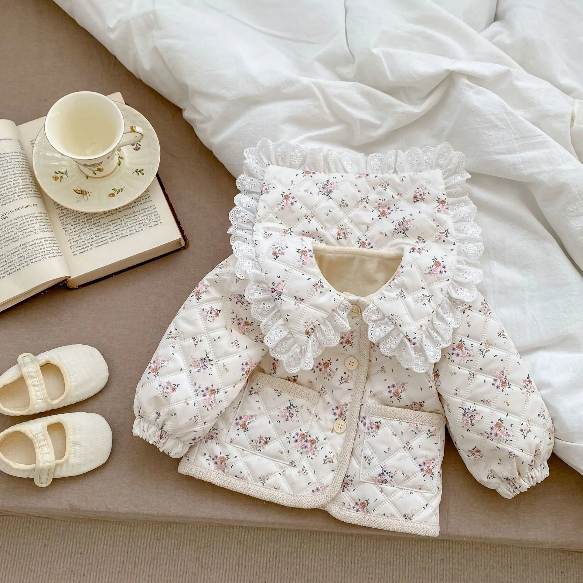 Winter Girls' Plush Jacket Fashion Lapel Children's Coat Long