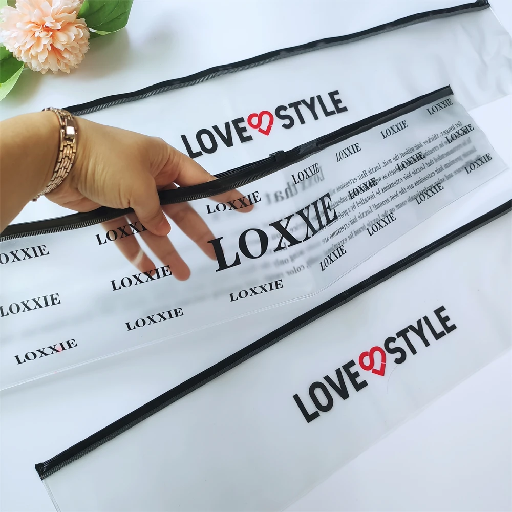 Thick Custom Clear Frosted Plastic Zipper Bags For Hair Extensions,Wig
