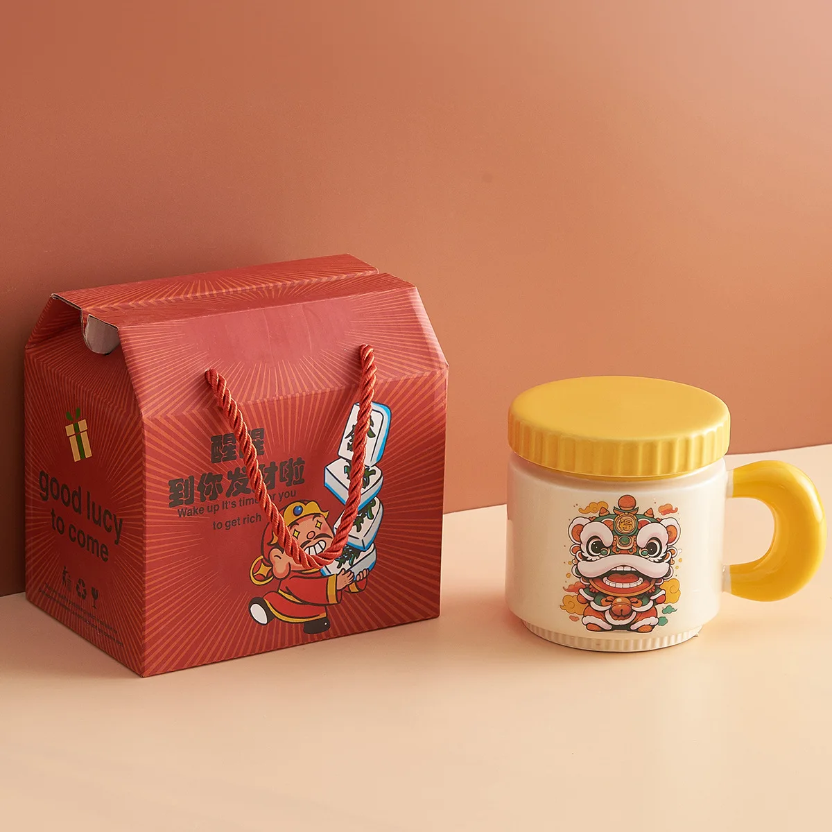 product high quality custom beautiful portable luxury original lion dance ceramic mug gift box classic design ceramic cup-4