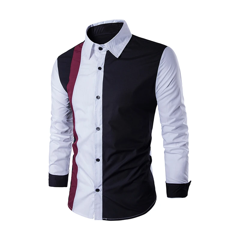 Moška srajca z dolgimi rokavi, poslovna, z navadnim ovratnikom in koničastim ovratnikom 713_voghion.com