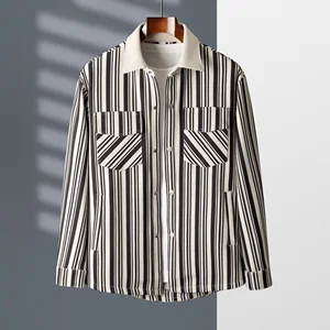 Plus-size Men's Jacket Striped Coat Lapel Spring Autumn Loose High-end Business Casual Jacket Custom