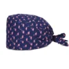 T003 Berretto con lacci con stampa gru rosa