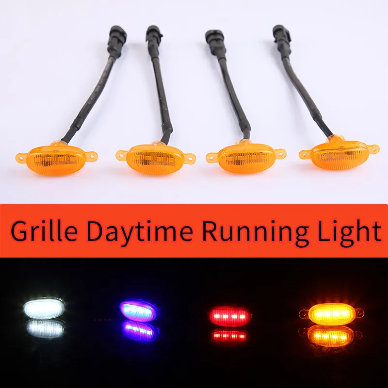 Sidaqi - 4 Luces LED De 12 W ámbar Para Rejilla Delantera De Coche, Luces De Advertencia