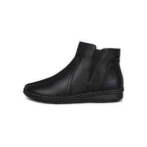 Women Black Leather Chelsea Ankle Boots Comfort Sole Autumn Winter Office Casual Daily Walking Essential Basic Shoes Wholesale
