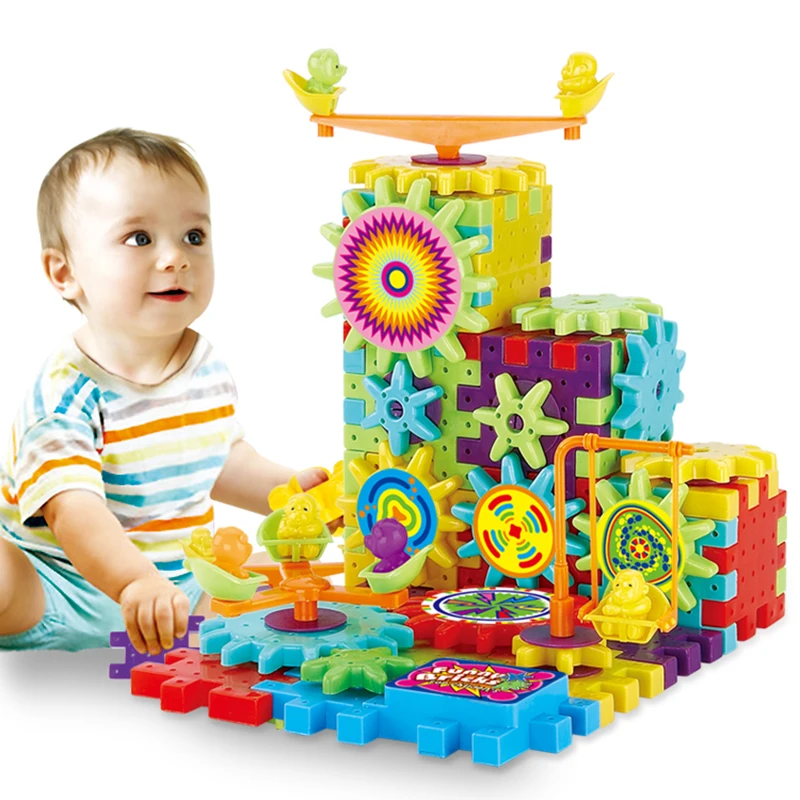 Building Block Sets for Kids Funny Electric Brick Interlocking Learning Blocks Gear Building Toy Set