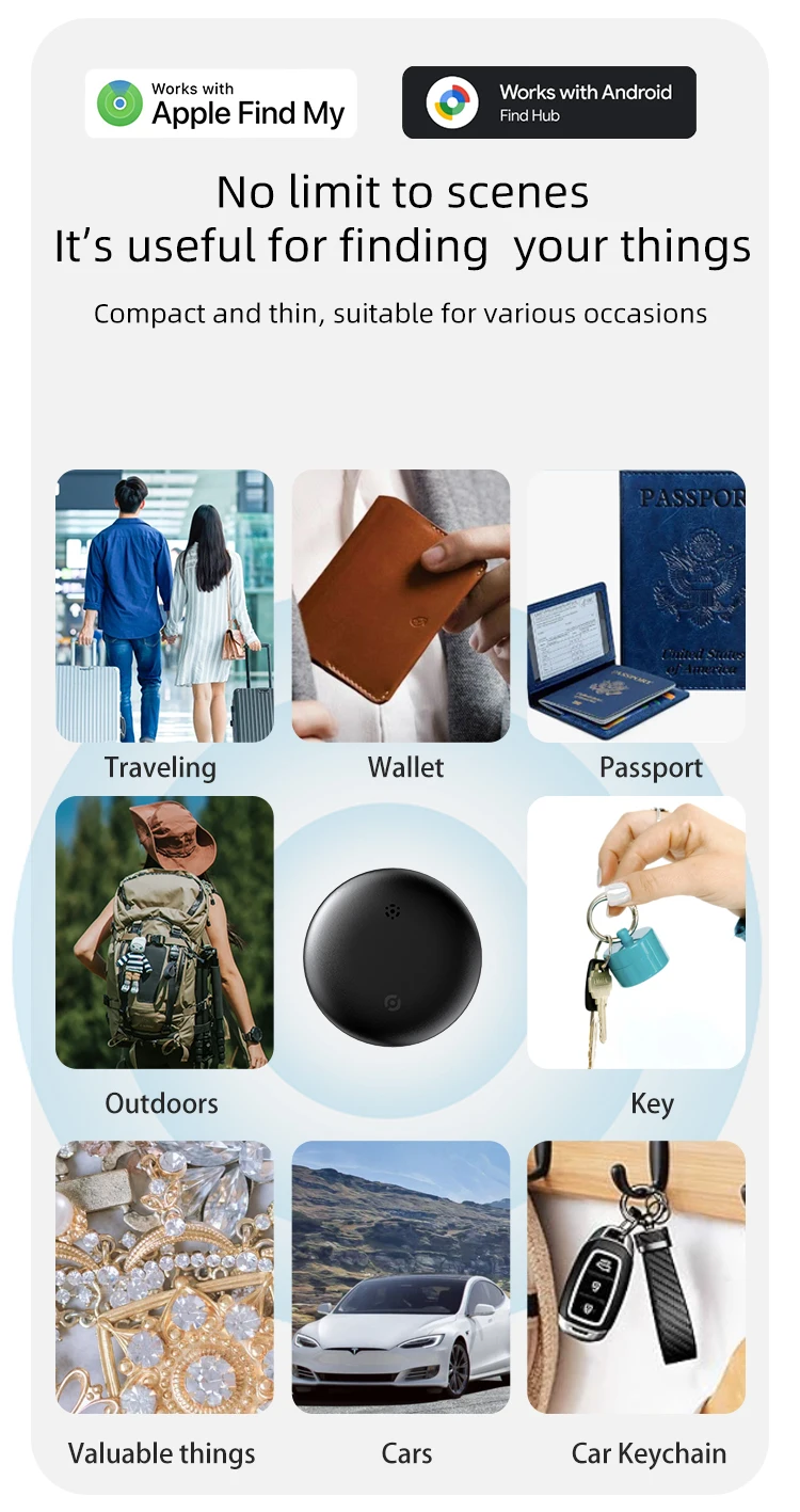 product rsh dual system air smart tag key finder mini gps tracker  locator compatible with apple find my and google find hub224-6