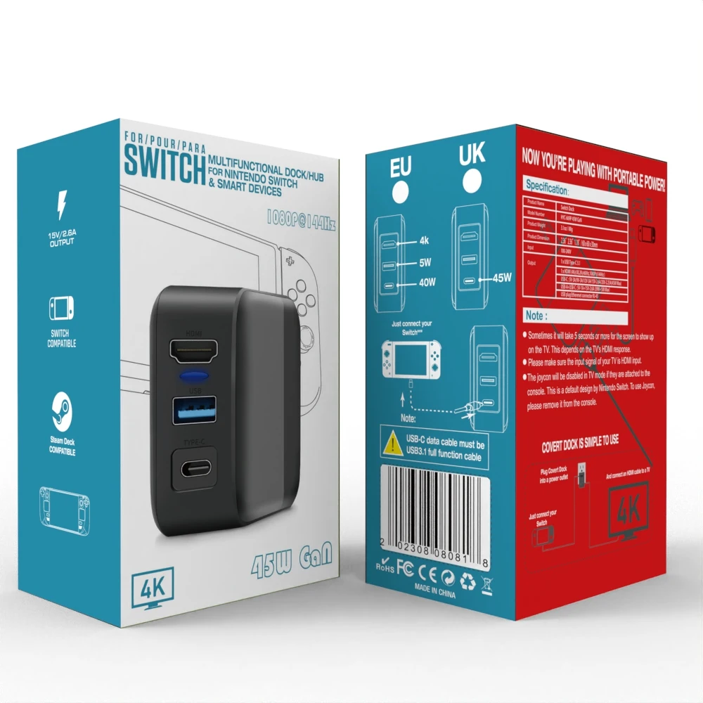 45W in Multifunction Charging Dock for Nintendo Switch
