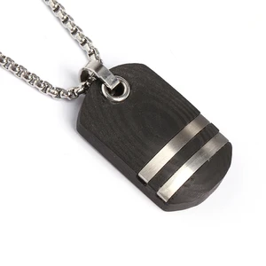 Classic Jewelry Men Tizti Pendant Stainless Steel Black Lightweight Plain Carbon Fiber Necklace