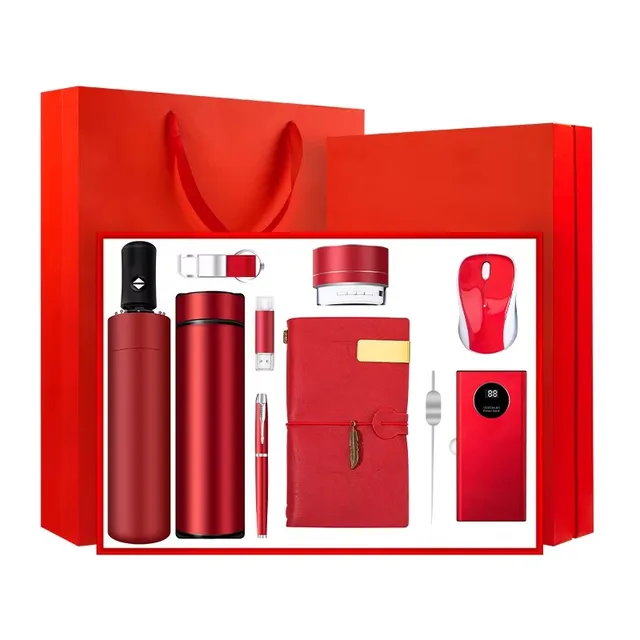 High-End Corporate Luxury Gift Set Notebook Umbrella Vacuum Flask Speaker-for Christmas Promotions