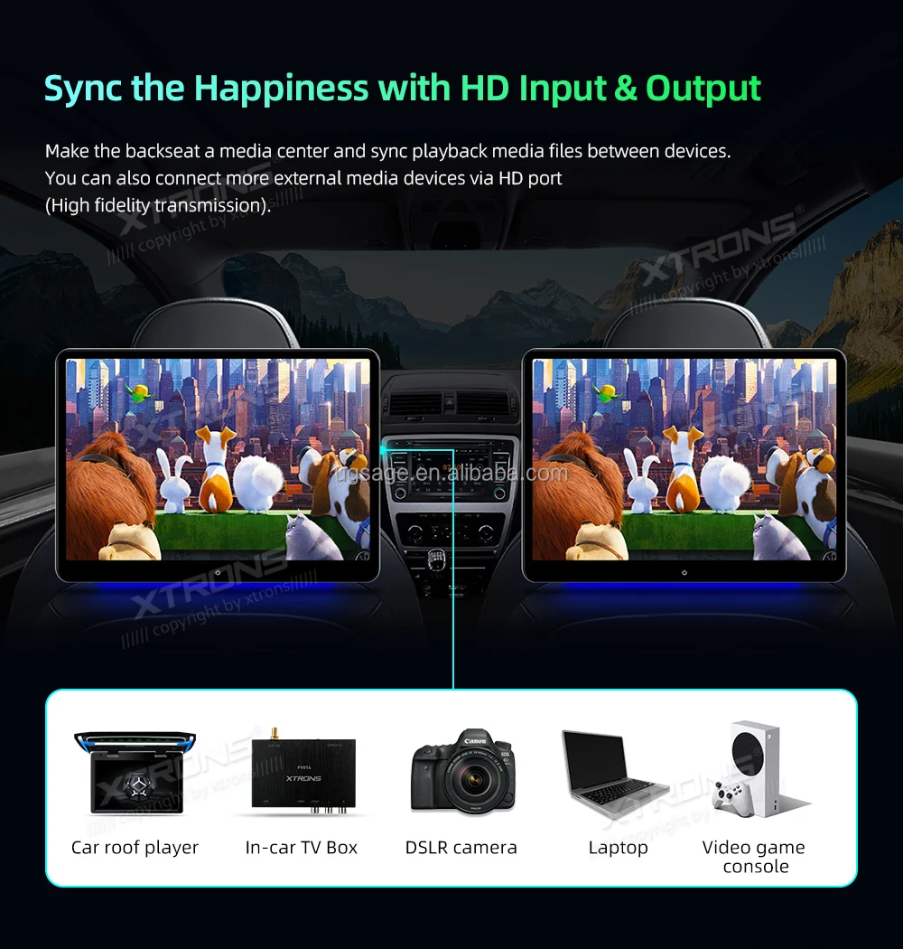 14 Inch 4K Android 11 Rotatable Tablet For Back Seat XTRONS 14