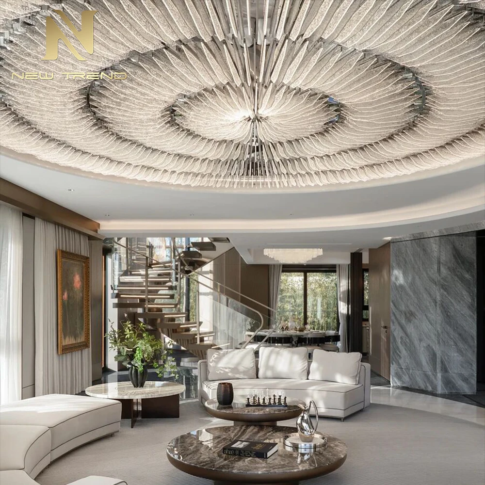 CPL-485 Modern luxurious living room lighting for commercial spaces. Large custom acrylic LED ceiling lights. Suitable for villa lobbies and halls