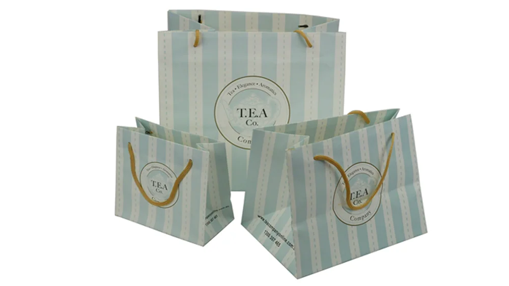 Shopping Bag Ribbon Handle Small Eco Friendly Custom Shopping Bags Logo Printed Luxury Photo