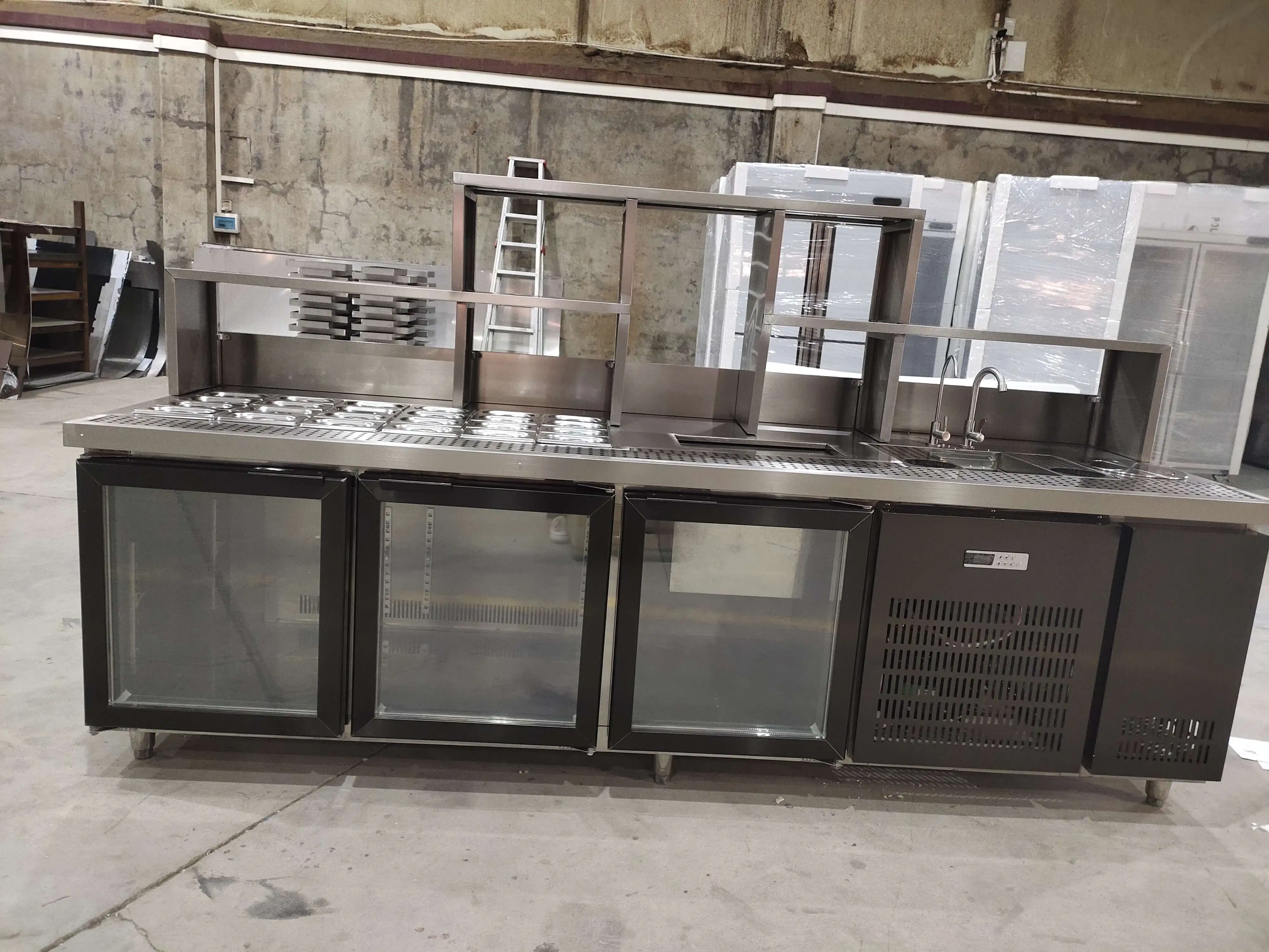 New Arrival  Factory Offered Various of Bubble Tea Preparing Working Station Table Counter Milk Tea Counter Fridge