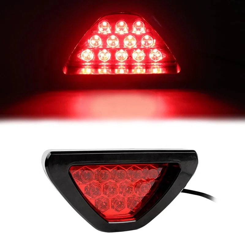 F1 Style Triangle Red 12-LED 3rd Rear Bumper Tail Stop Strobe Light Universal 