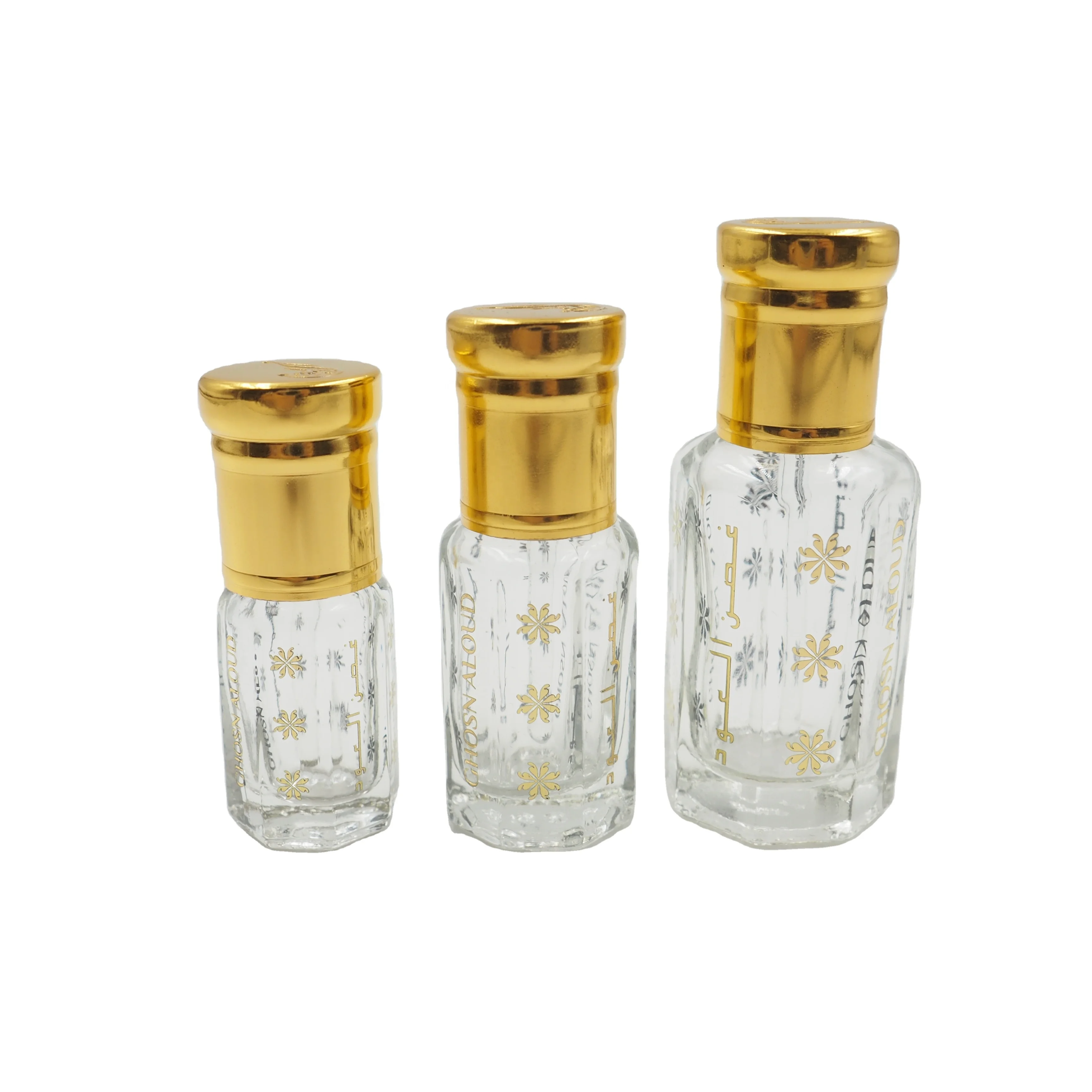 3ml 6ml 12ml Gold Hot Stamping logo Empty Roll on Toli Bottle Glass for Perfume Oil