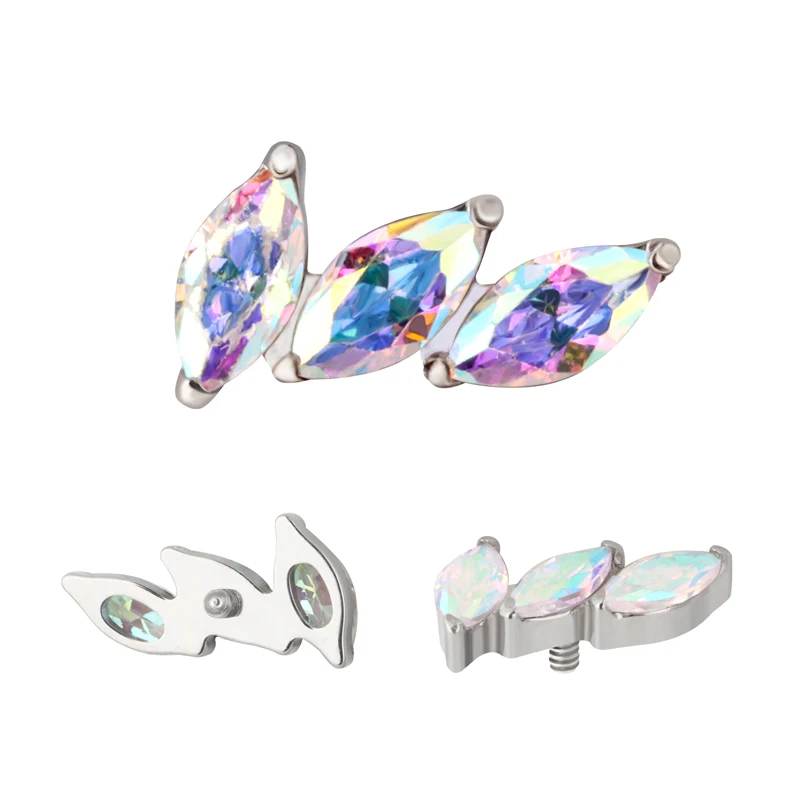 Hypoallergenic G23 Titanium Internally Threaded Top Labret Body Piercing Jewelry  Fashion Cartilage Helix Earring Jewelry