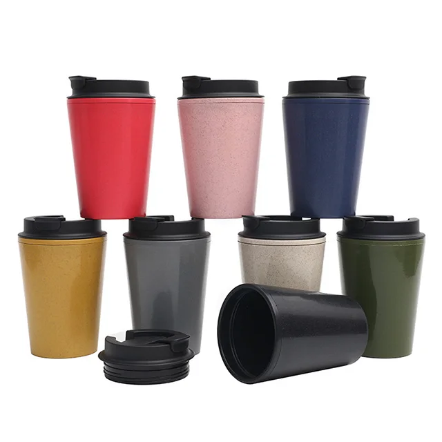 Sustainable Double Wall PP Plastic Travel Coffee Tumbler Reusable Coffee Cup With Lids