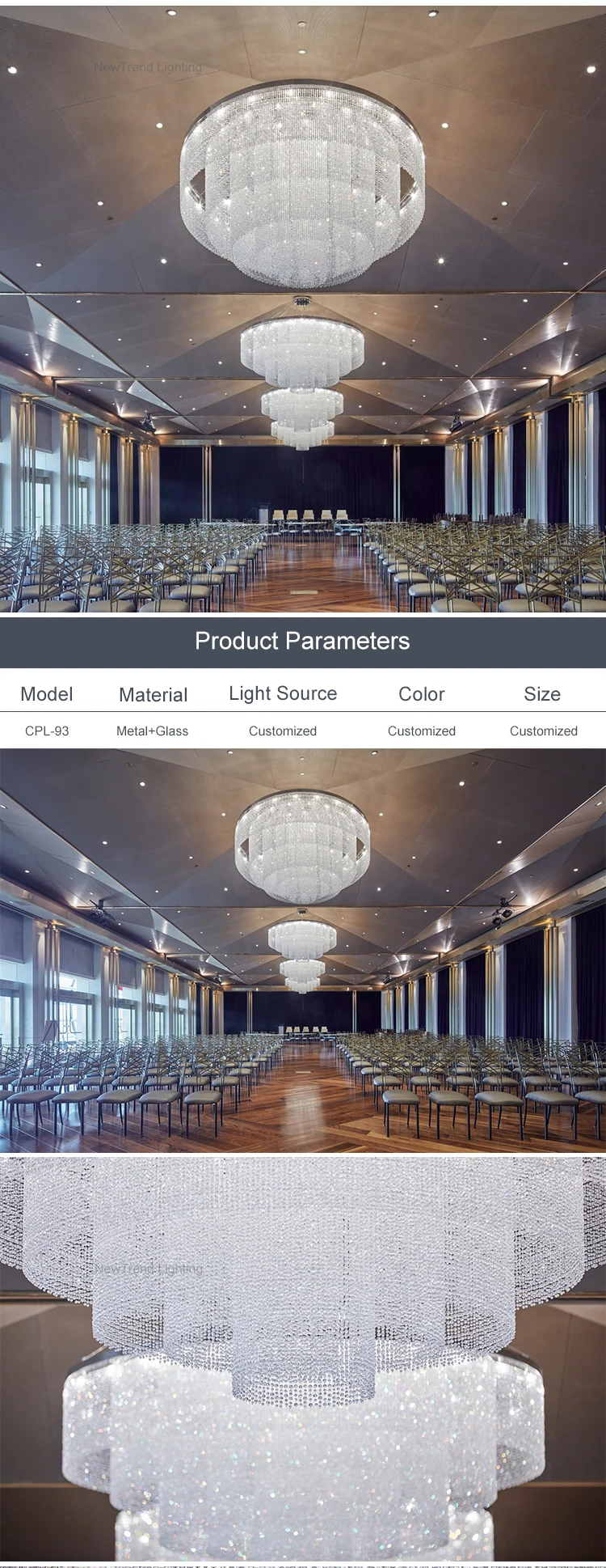 cpl 93 new product hall hotel lobby luxury decoration lighting large custom made crystal chandelier-1