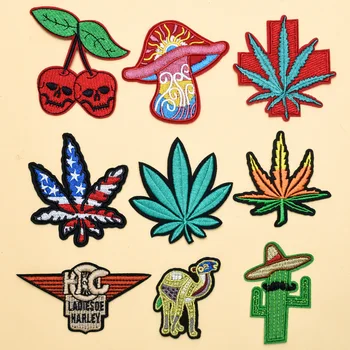 Fashion Plant Leaf Embroidery Patch for Trucker Cap Embroidered Heat Patches