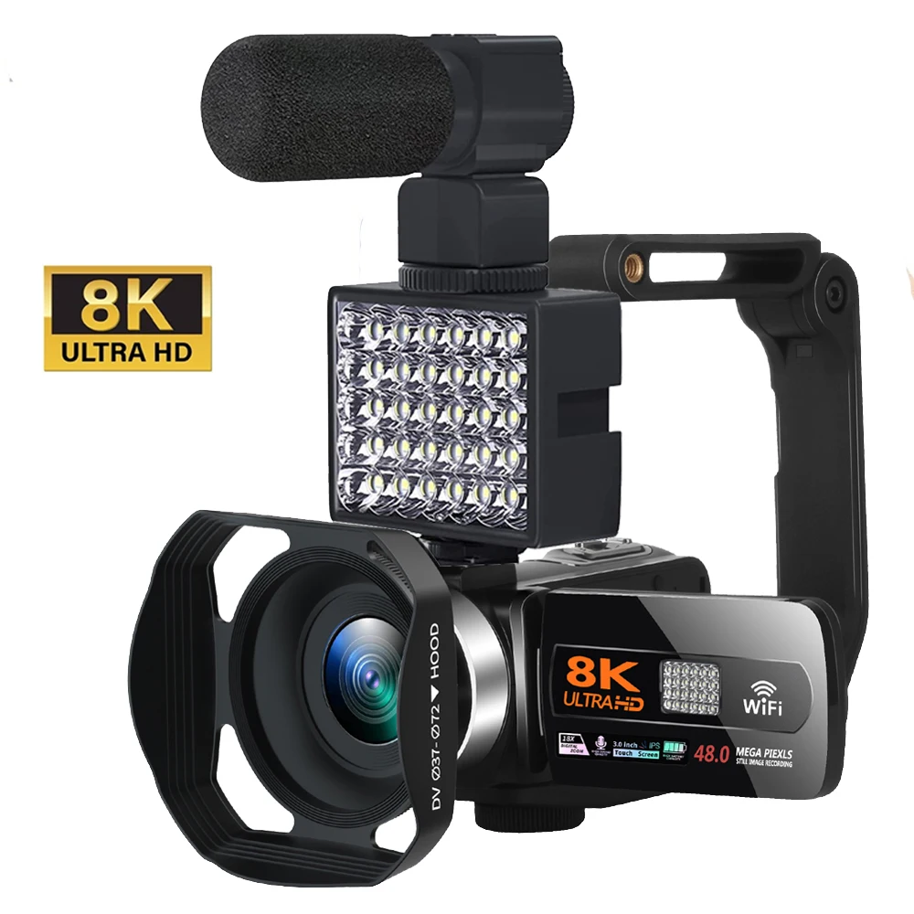 Full HD 8k Professional Video Camera 48MP WiFi Camcorder