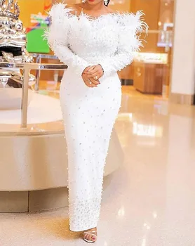 Evening Dresses One Shoulder Autumn Maxi Dress Long Sleeve Black White Bridal Gowns Mother Of The Bride Dresses
