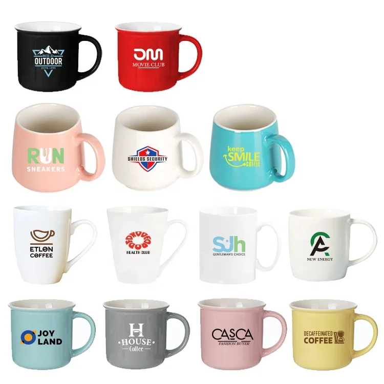 Wholesale Customizable Logo Color Ceramic Coffee Milk Water Mugs for Promotional Gifts and Advertising in Various Shapes