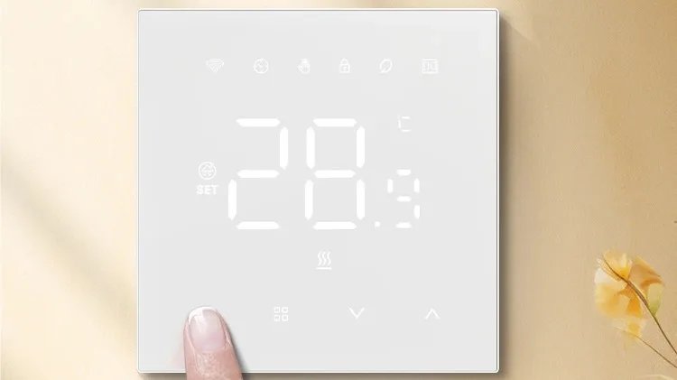 AVATTO Smart WLAN Thermostat for Electric Underfloor Heating, System 55 Stand with Glass Surface/Touch Screen, Programmable Room Thermostat Compatible with Smart Life/Alexa/Google Home