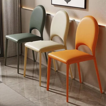 Nordic Style Dining Chair Orange Italian Chaise Kitchen Dining Chair High White for Cadeiras De Jantar Space Saving Furniture